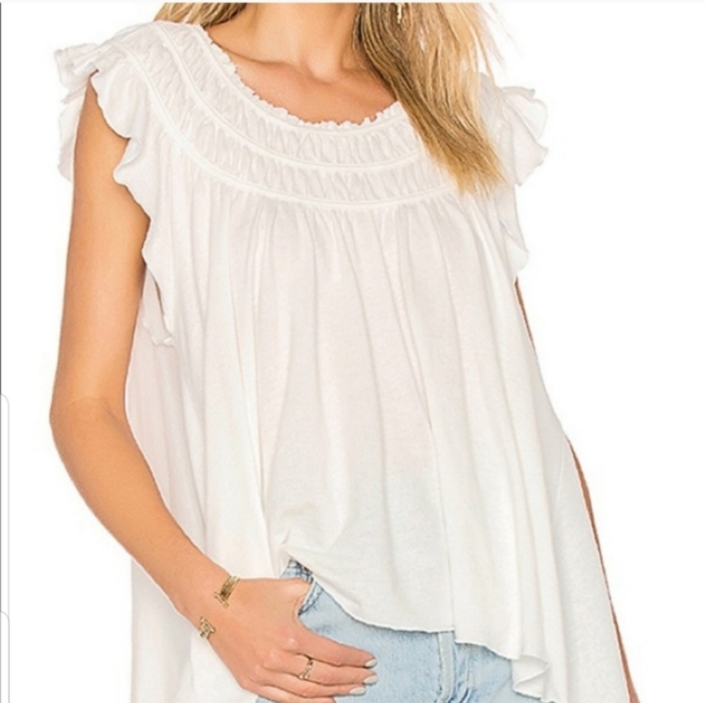 Free People Coconut Gathered Tee